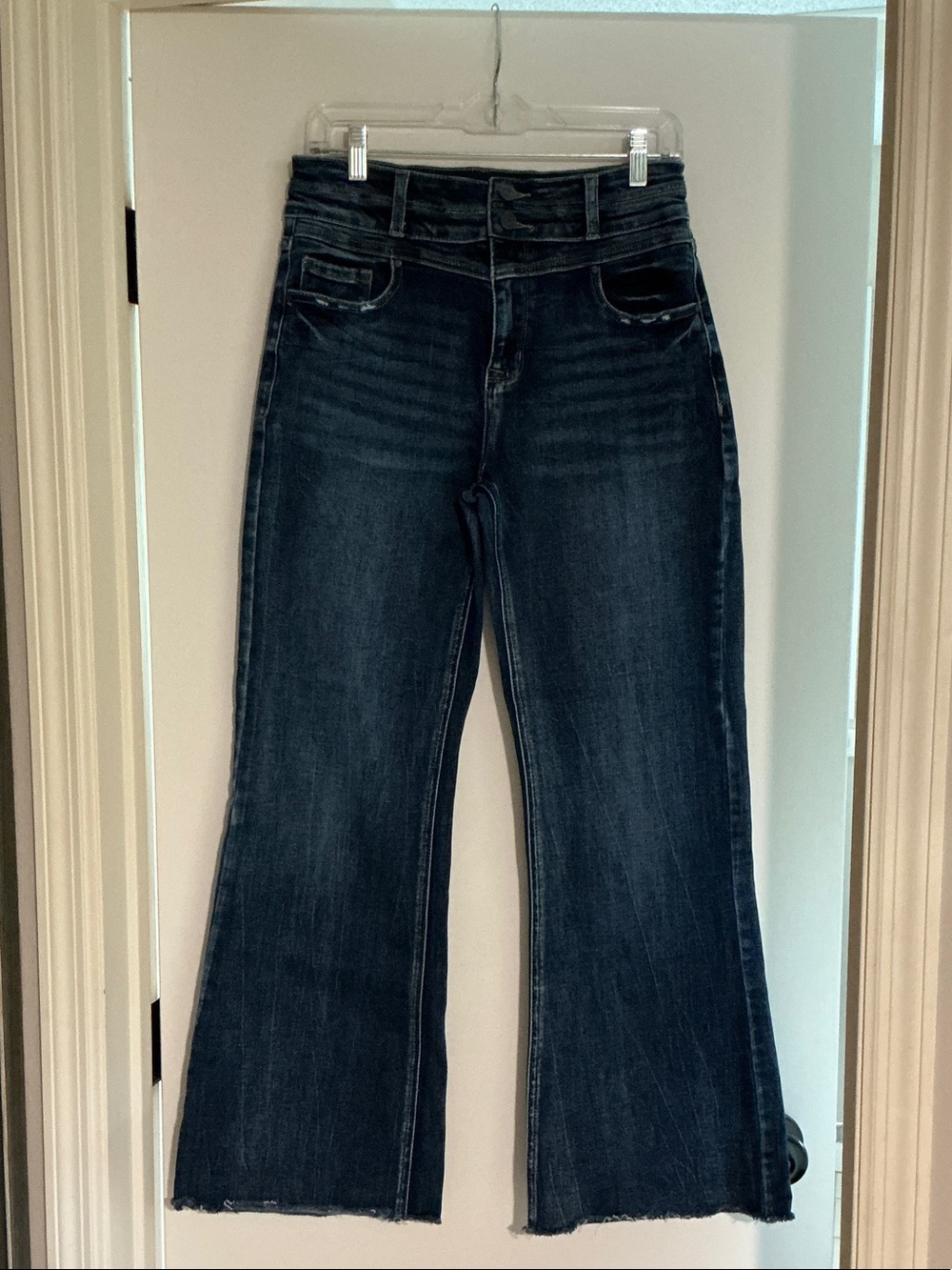 Dark Blue Boot-Cut High-Rise Jeans